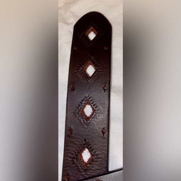 UNISEX dark walnut genuine quality Leather Belt fits 35’’ waist‎ or less size M - Picture 8 of 14